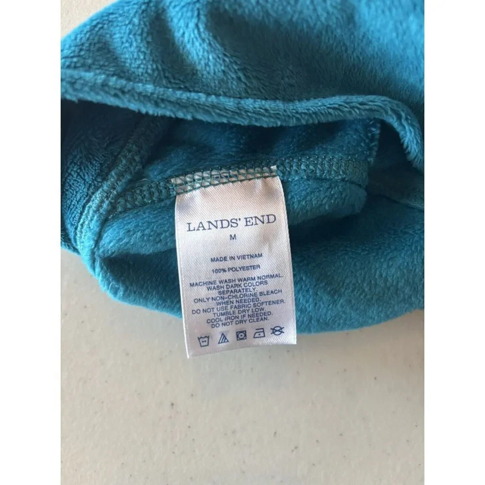 Land's End Teal Fleece Velour Winter Hat Beanie Cap Youth Size Medium‎